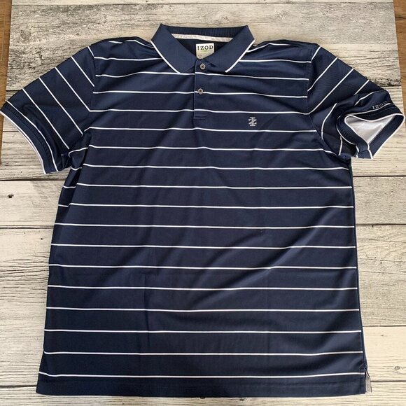 Izod Golf Striped Polo Shirt - Picture 1 of 7